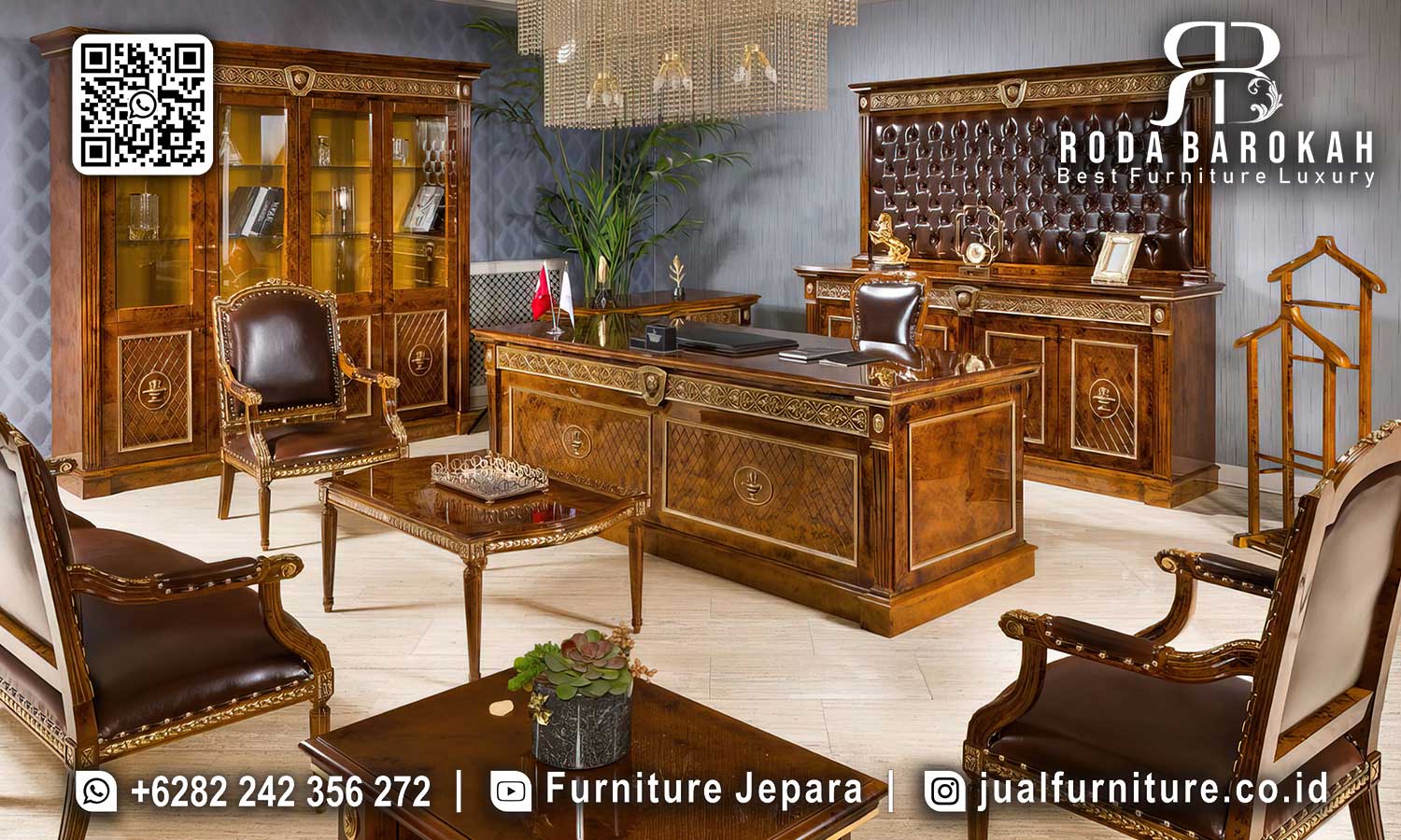 Meja Kantor Jati Sovrano Tampilan Prestisius FK-023 1 Meja Kantor Jati Sovrano Tampilan Prestisius FK-023