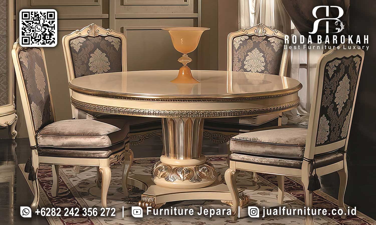 Meja Makan Bundar Florence Nuansa Klasik SMM-765