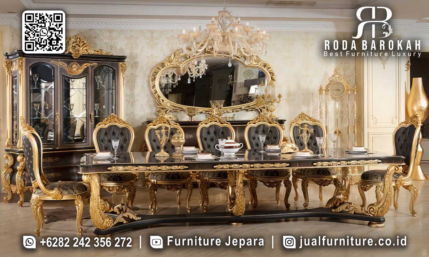 Meja Makan Gold Mewah Grandeur Desain Berkelas SMM-773 1 Meja Makan Gold Mewah Grandeur Desain Berkelas SMM-773