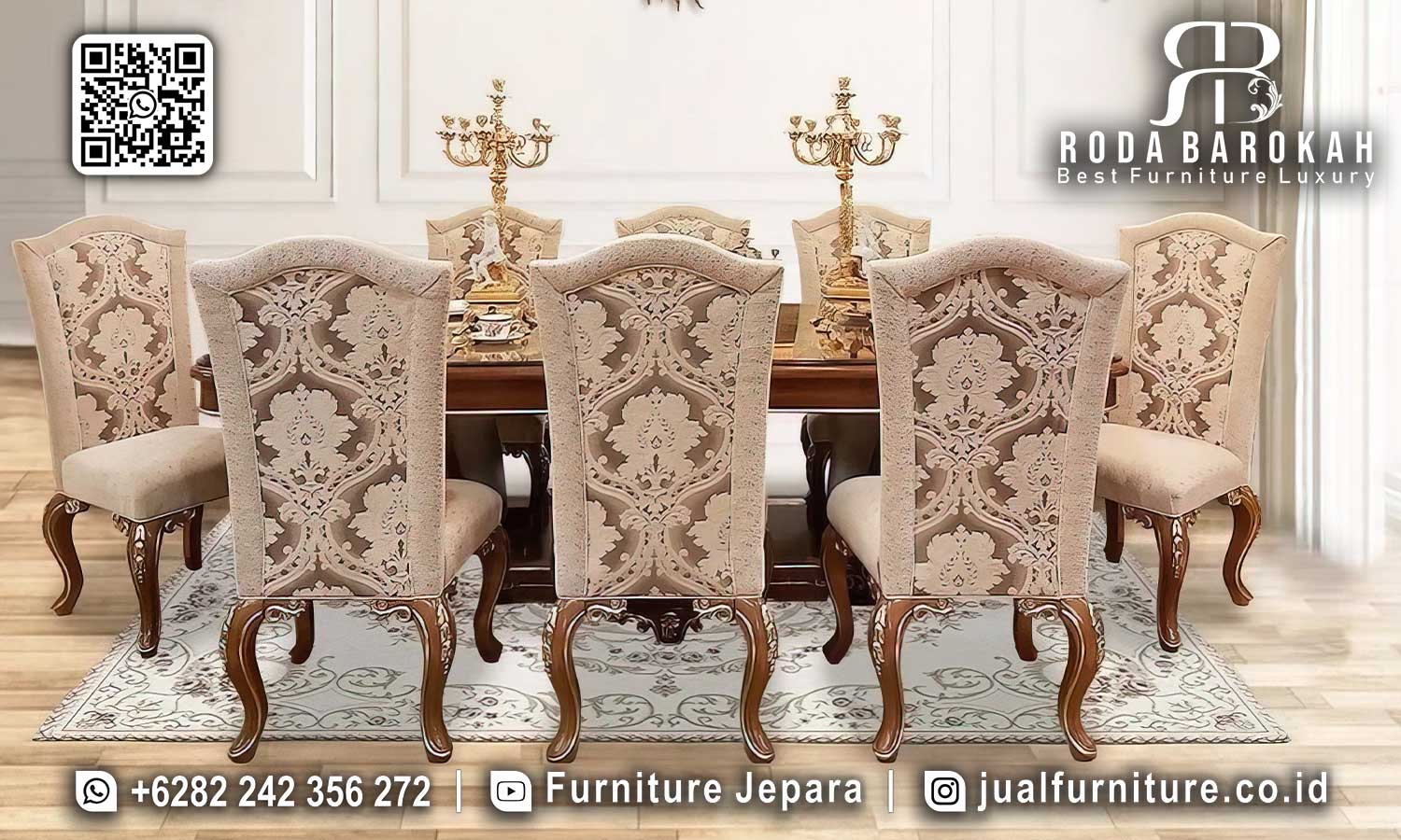 Meja Makan Jati Mewah Verona Material Pilihan SMM-767
