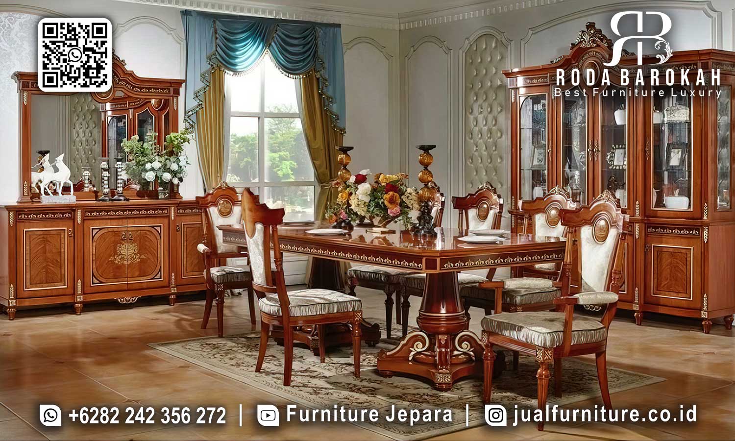 Meja Makan Jati Natural Splendore Sambungan Kuat SMM-752