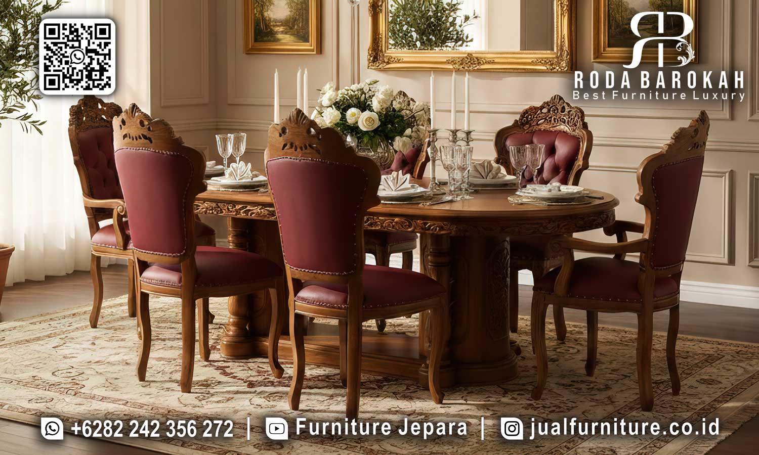 Meja Makan Jepara Jati Mewah Palermo Nuansa Timeless SMM-768