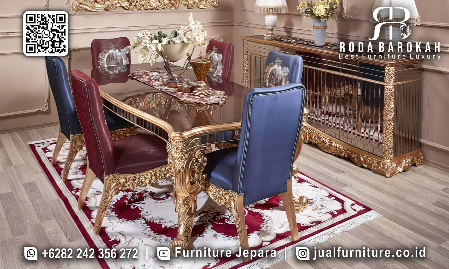 Meja Makan Jepara Louis Bahan Pilihan SMM-774