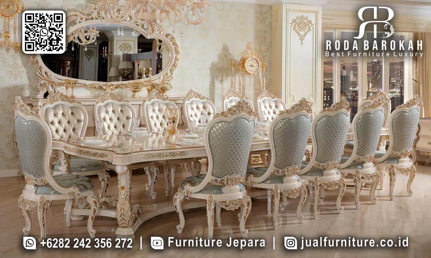 Meja Makan Luxury Mewah Bruges Bahan Pilihan SMM-772