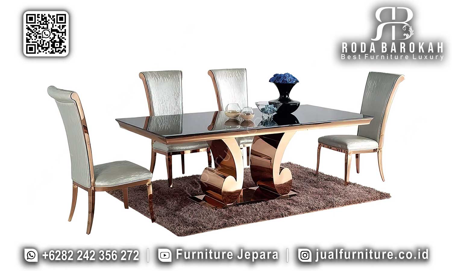 Meja Makan Stainless Vicenza Rangka Kokoh SMM-764