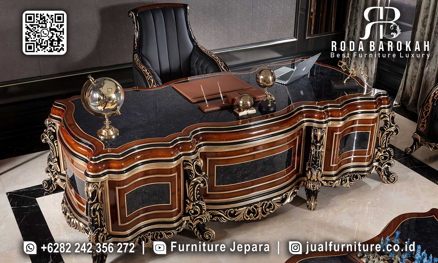Model Meja Kantor Jati Klasik Bellezza Bernuansa Elegan FK-011