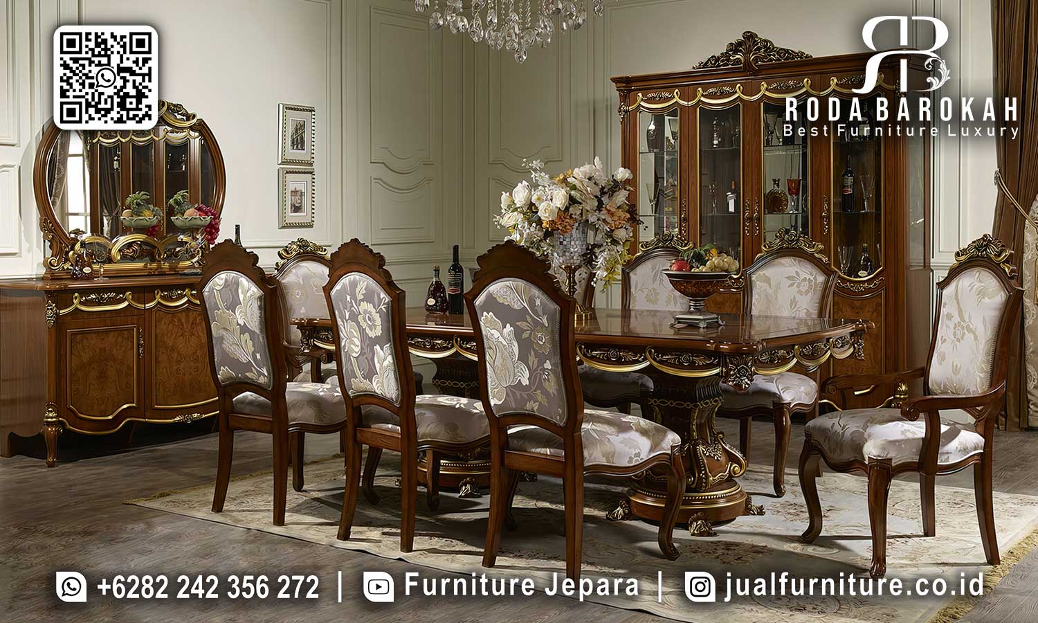 Promo Meja Makan Mewah Versailles Ornamen Klasik SMM-762