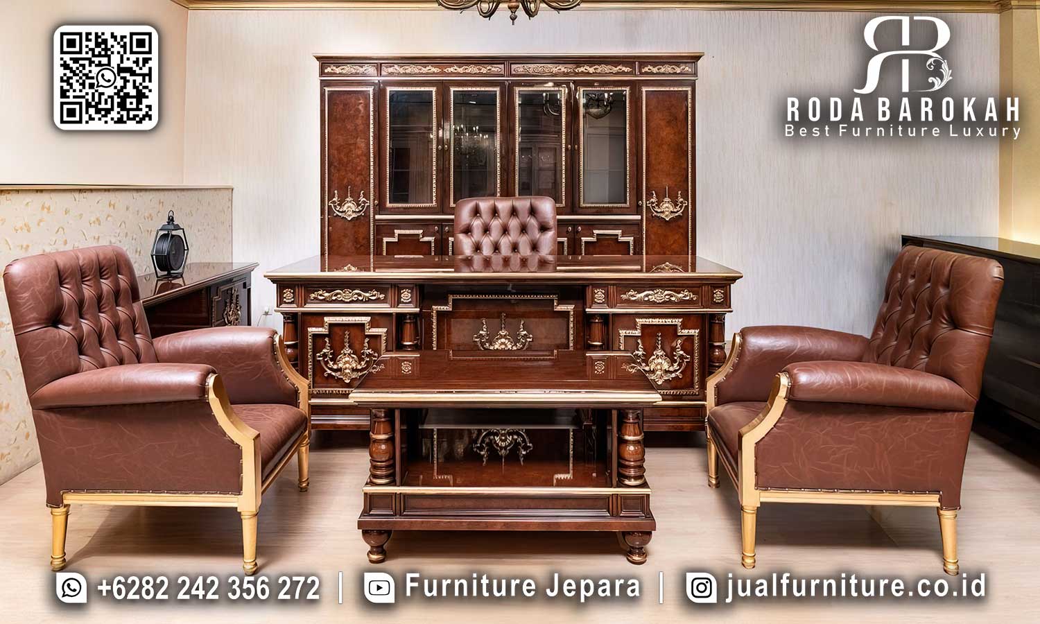 Set Furniture Kantor Mewah Cordoba Nuansa Antik FK-007