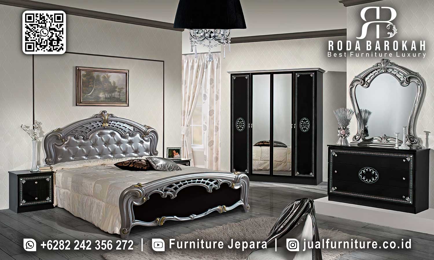 Set Kamar Mewah Tempat Tidur Victoria Konstruksi Solid STT-589