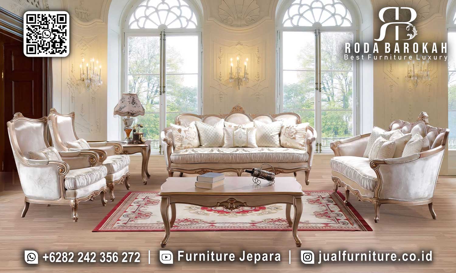 Set Kursi Tamu Mewah Klasik Positano Furnitur Jepara STM-1026