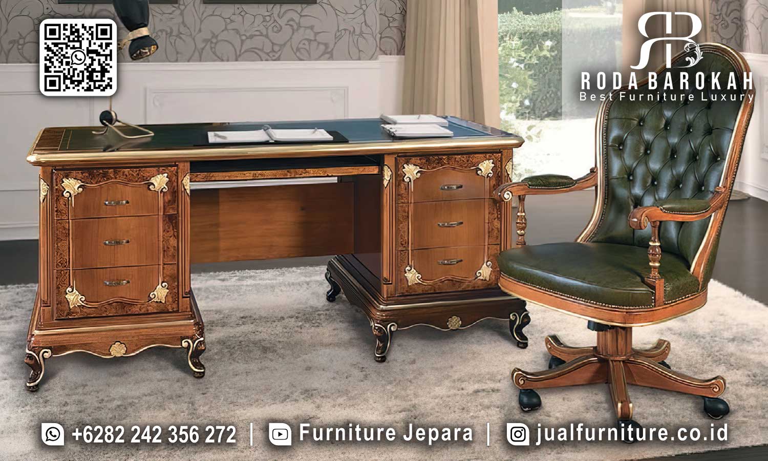 Set Meja Kantor Jati Villa Anti Rayap FK-006