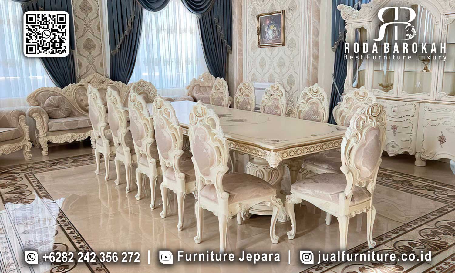 Set Meja Makan Mewah Capri Mebel Jepara SMM-744