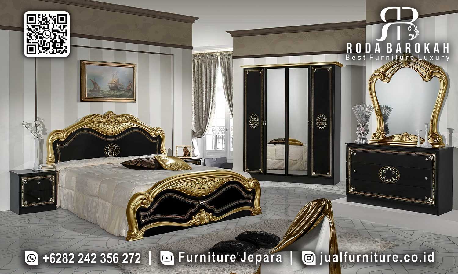 Set Ruang Tidur Gold Mewah Tuscany Standar Ekspor STT-590
