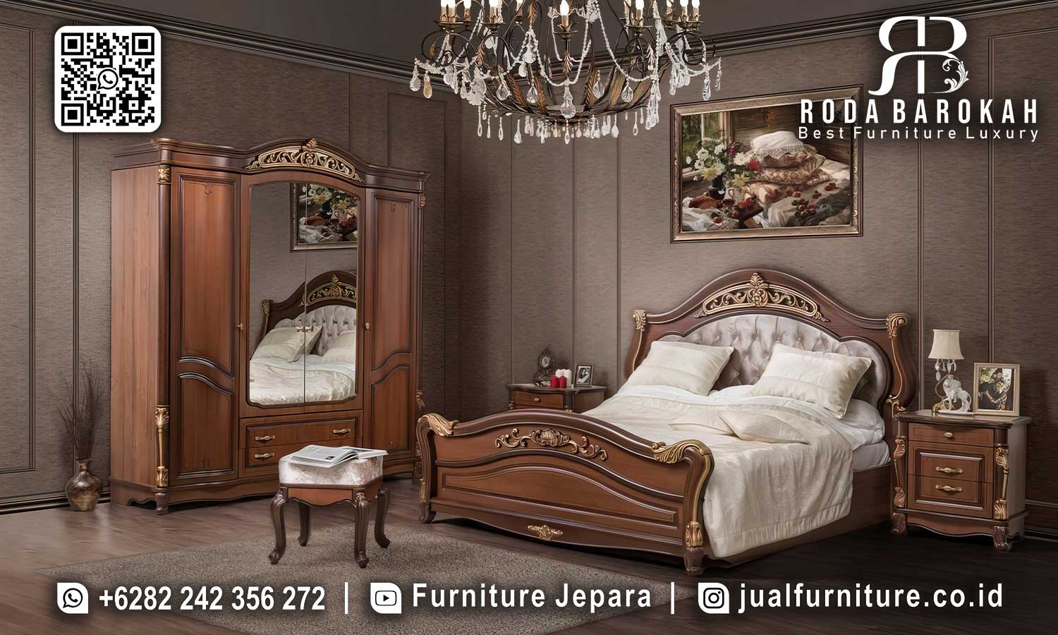 Set Tempat Tidur Jati Mewah Modena Nuansa Timeless STT-600