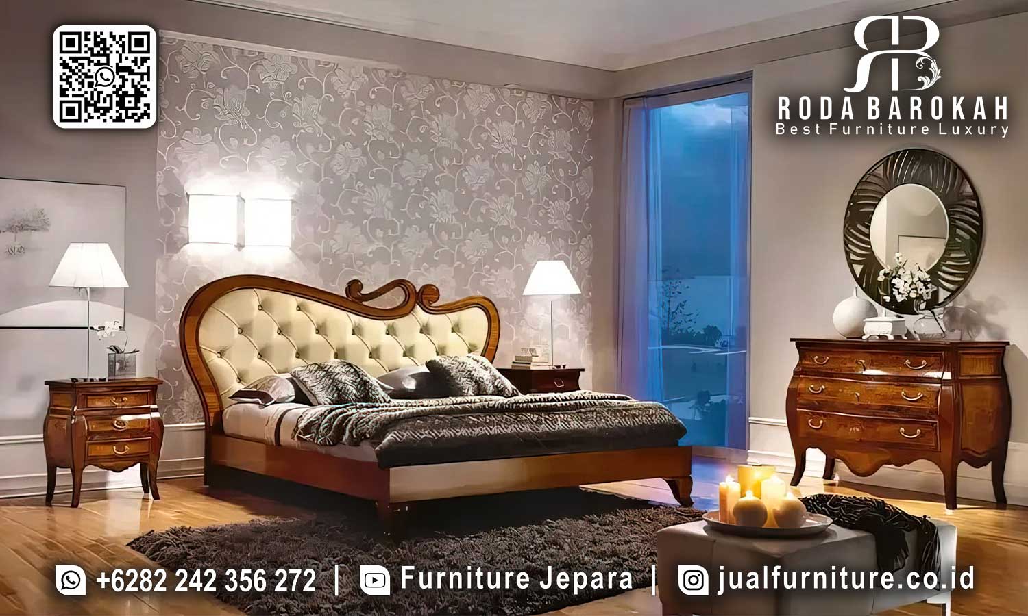 Set Tempat Tidur Natural Jati Mewah Sevilla Kokoh Kuat STT-593