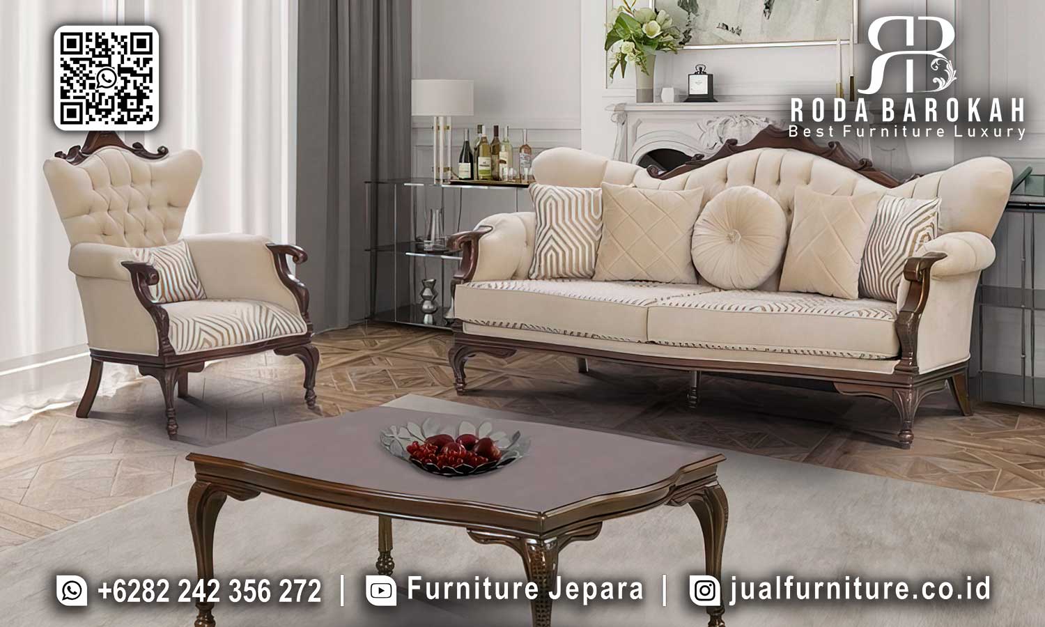 Sofa Tamu Jati Mewah Bergamo Mebel Jepara STM-1013