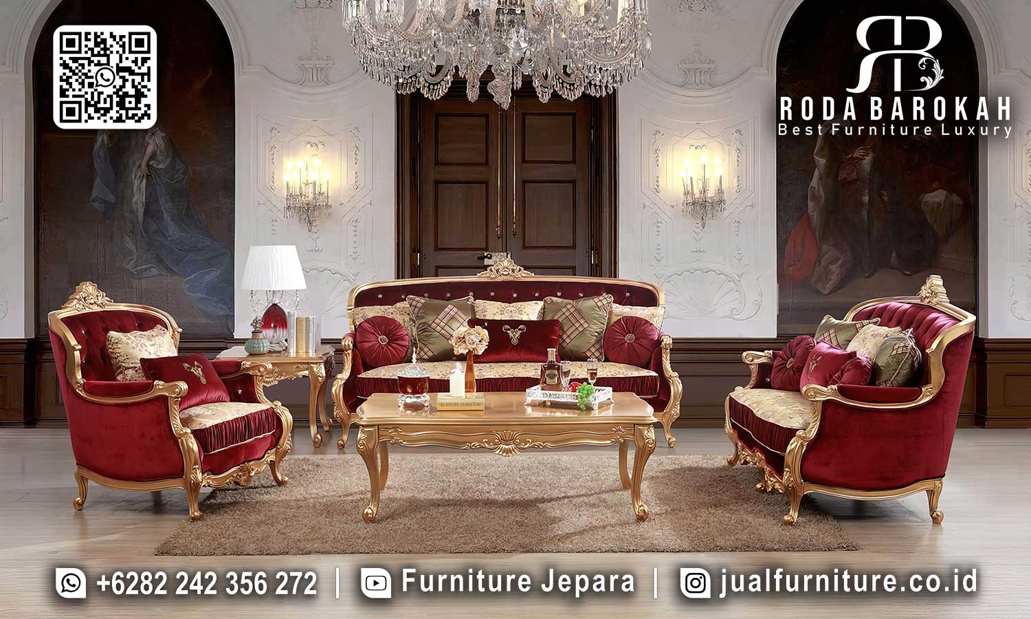 Sofa Tamu Mewah Amalfi Motif Antik STM-1023
