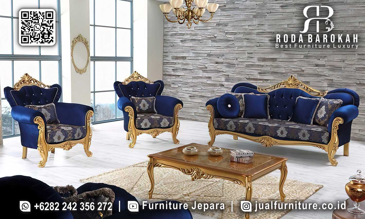 Sofa Tamu Mewah Gold Verona Handmade Jepara STM-993