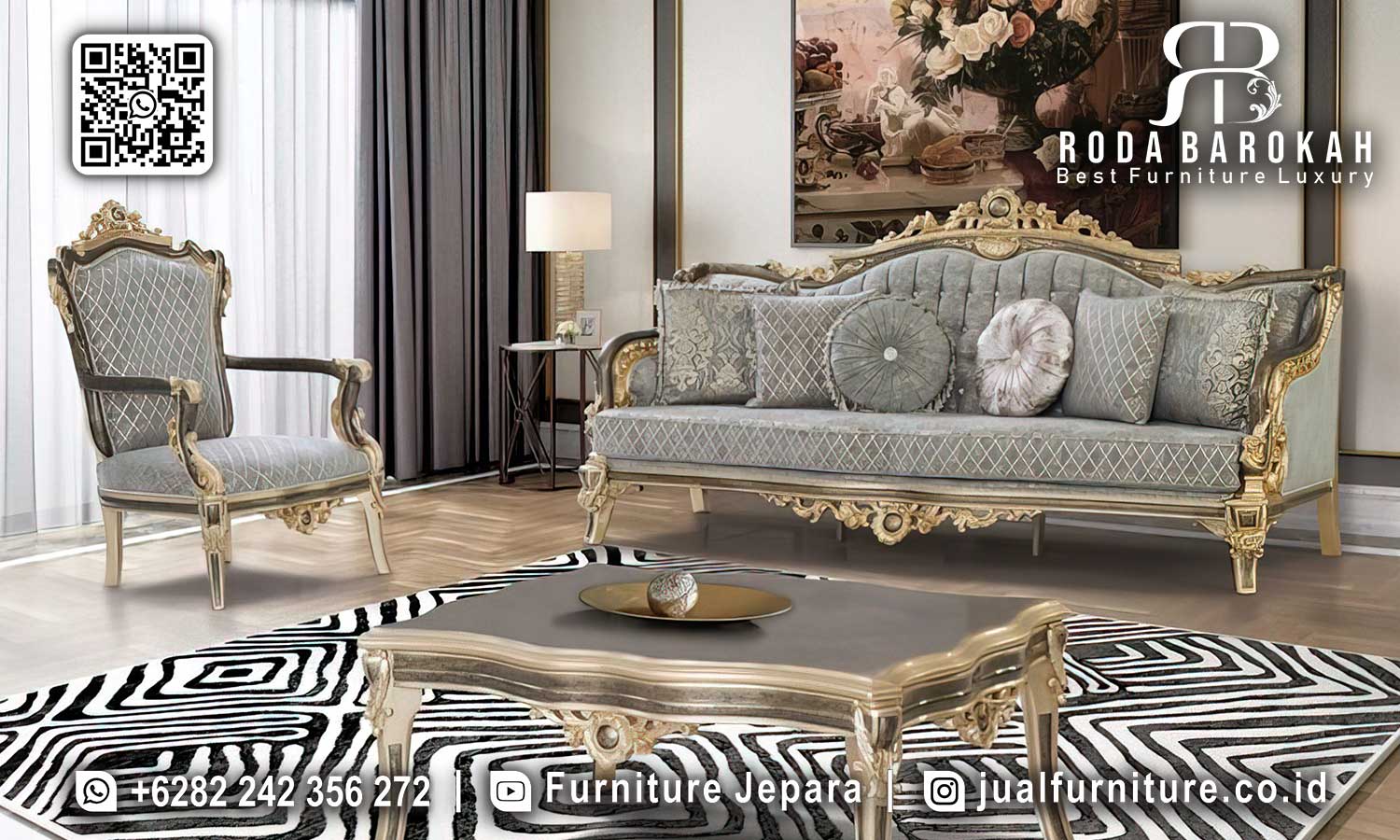 Sofa Tamu Mewah Klasik Splendore Relief Halus STM-1006