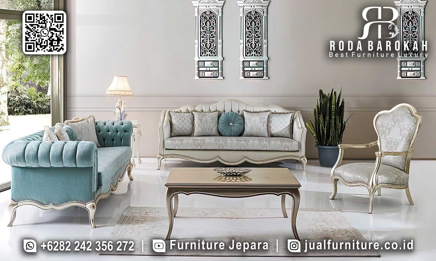 Sofa Tamu Mewah Shabby Terbaru Grandeur Pahatan Artistik STM-1003
