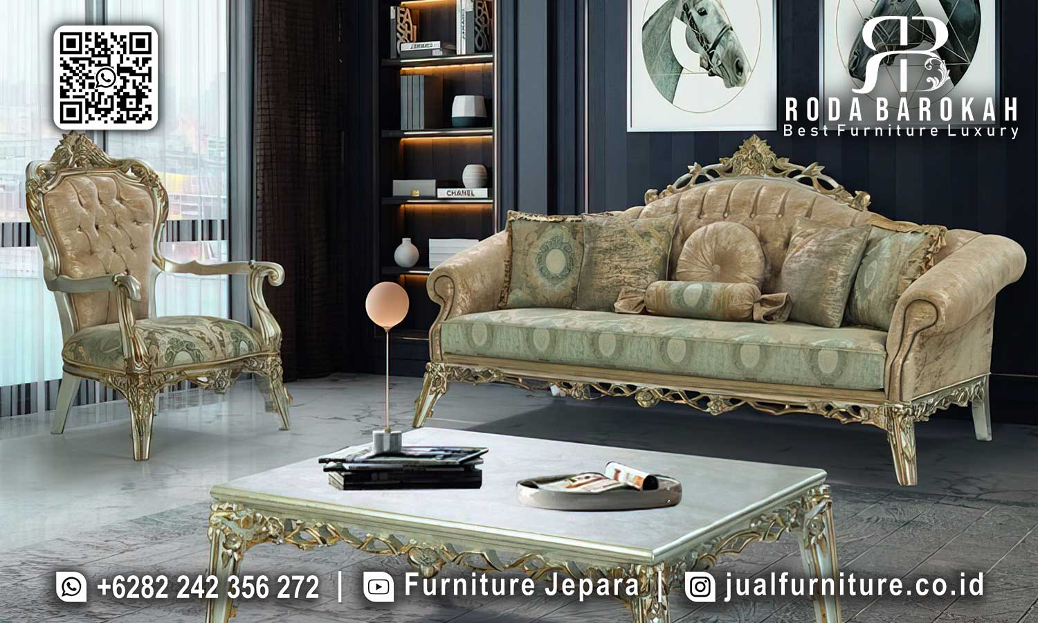 Sofa Tamu Mewah Ukir Tudor Nuansa Timeless STM-1019