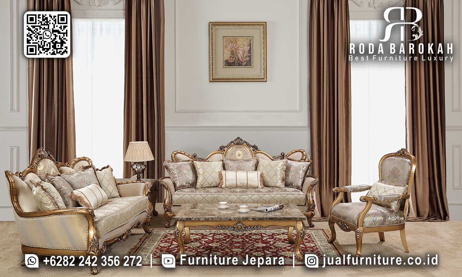 Sofa Tamu Mewah Victoria Ukiran Detail STM-1027