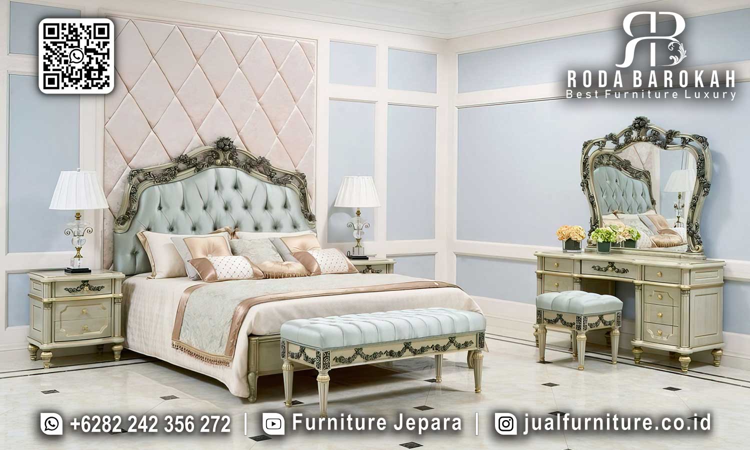 Tempat Tidur Mewah Tuscany Ukiran Detail STT-607