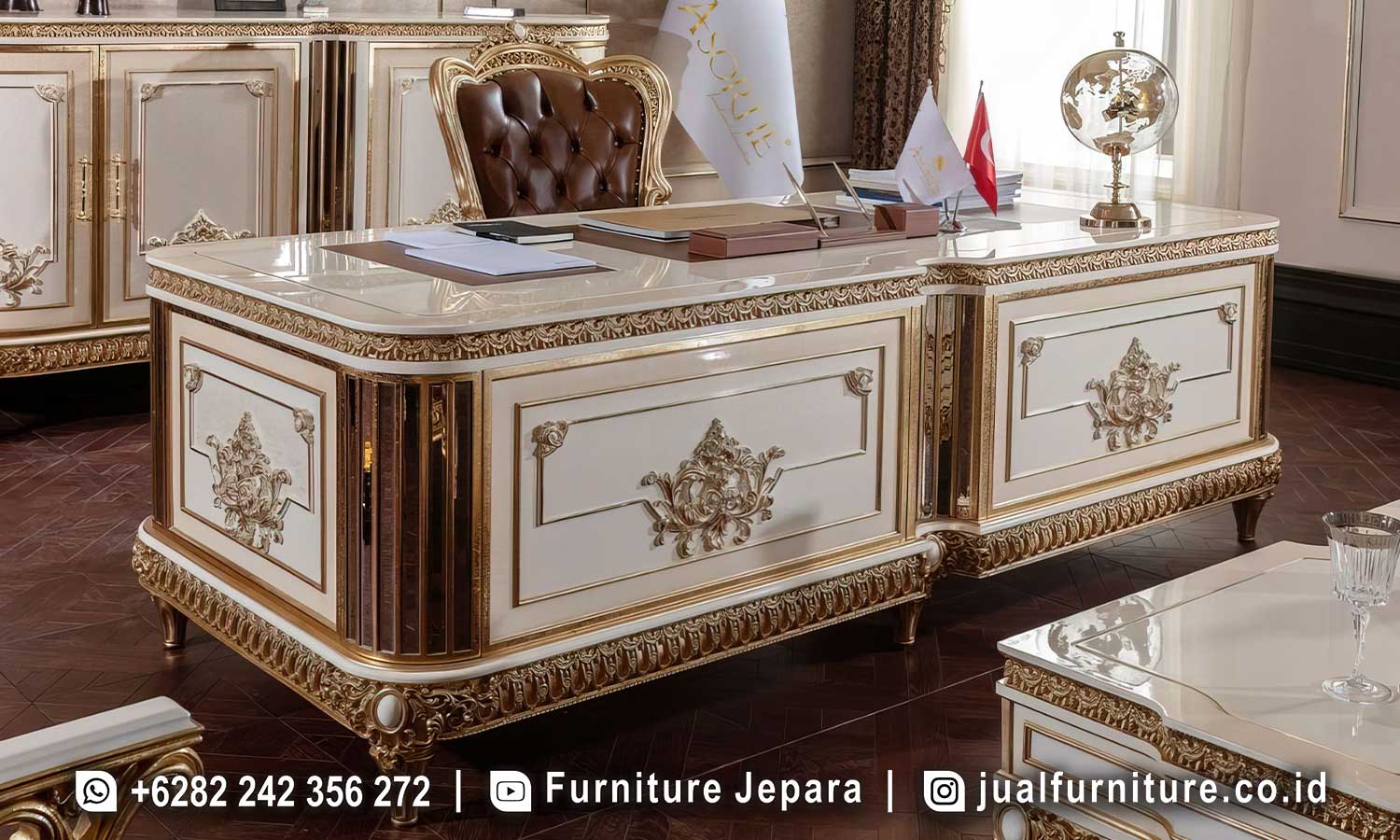 Desain Meja Kantor Mewah Eksekutif Elegan FK-023 1 Desain Meja Kantor Mewah Eksekutif Elegan FK-023