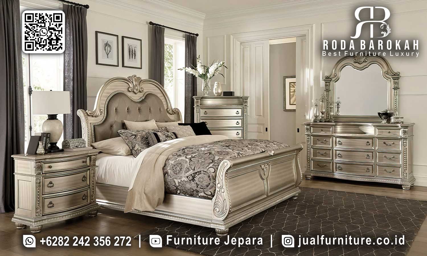 Desain Set Kamar Tidur Ukiran Mewah Mebel Jepara STT-635 1 Desain Set Kamar Tidur Ukiran Mewah Mebel Jepara STT-635