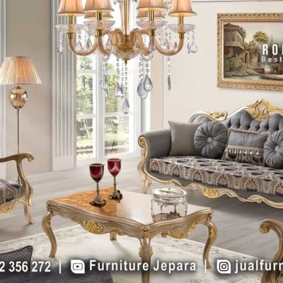 Inspirasi Sofa Tamu Mewah Champagne Ukir Emas STM-1058