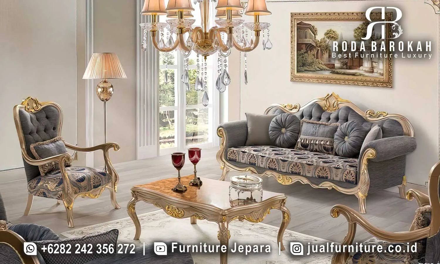 Inspirasi Sofa Tamu Mewah Champagne Ukir Emas STM-1058 1 Inspirasi Sofa Tamu Mewah Champagne Ukir Emas STM-1058