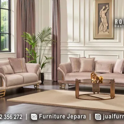 Jual Kursi Sofa Tamu Mewah Modern Dusty Pink STM-1053