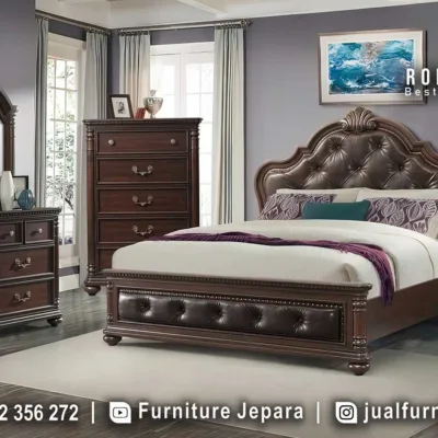 Jual Tempat Tidur Mewah Jati Mewah Kulit STT-646