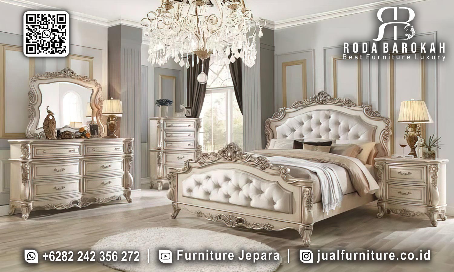 Kamar Tidur Set Mewah Elegan Ukiran Klasik Modern STT-636