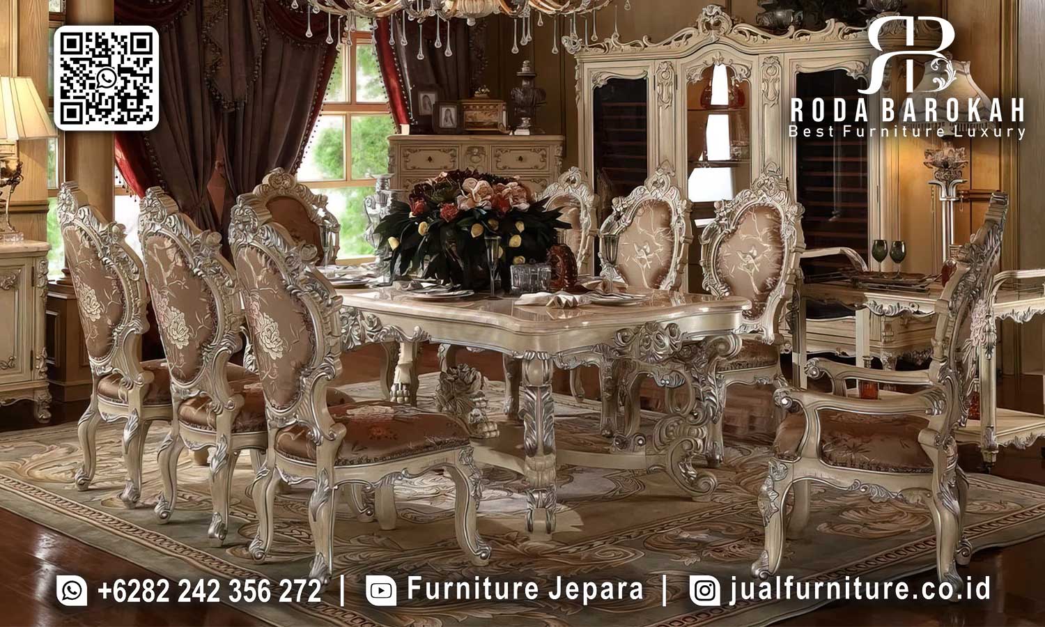Meja Makan Mewah Imperial Klasik Gaya Baroque SMM-778
