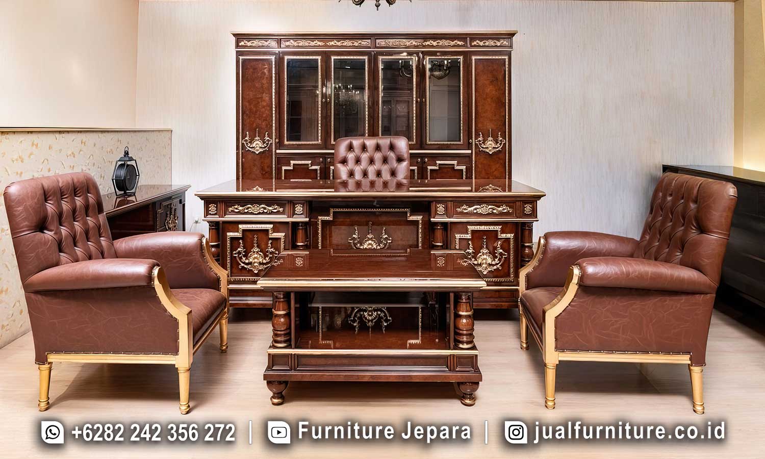 Model Meja Kerja Pejabat Mewah Elegan Gaya Klasik FK-021