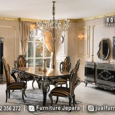 Pesan Meja Makan Mewah Elegan Anthracite Chrome Jepara SMM-792