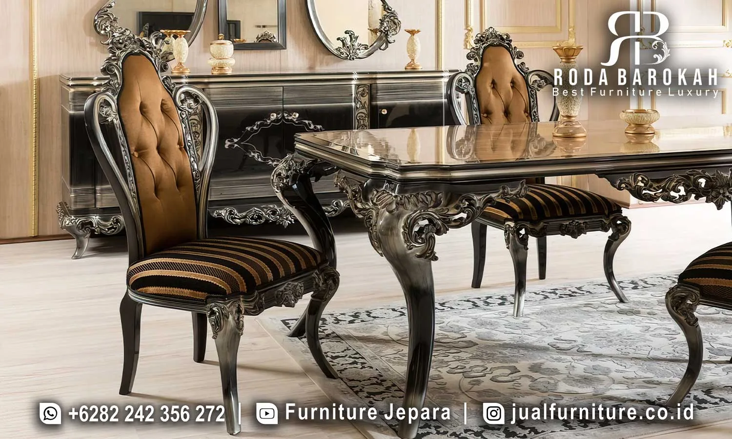Pesan Meja Makan Mewah Elegan Anthracite Chrome Jepara SMM-792 2 Pesan Meja Makan Mewah Elegan Anthracite Chrome Jepara SMM-792