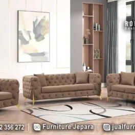 Rekomendasi Sofa Tamu Mewah Modern Kaki Stainless Gold STM-1052
