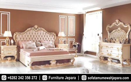 Set Kamar Tidur Mewah Ukiran Jepara Gaya Eropa Klasik