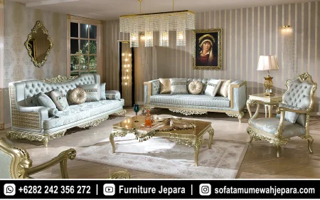 Set Kursi Tamu Mewah khas Jepara gold leaf ST-026