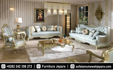 Set Kursi Tamu Mewah khas Jepara gold leaf ST-026