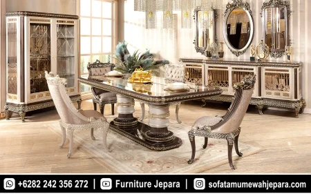 Set Meja Makan Royal Klasik Style Warna Ivory ST-030