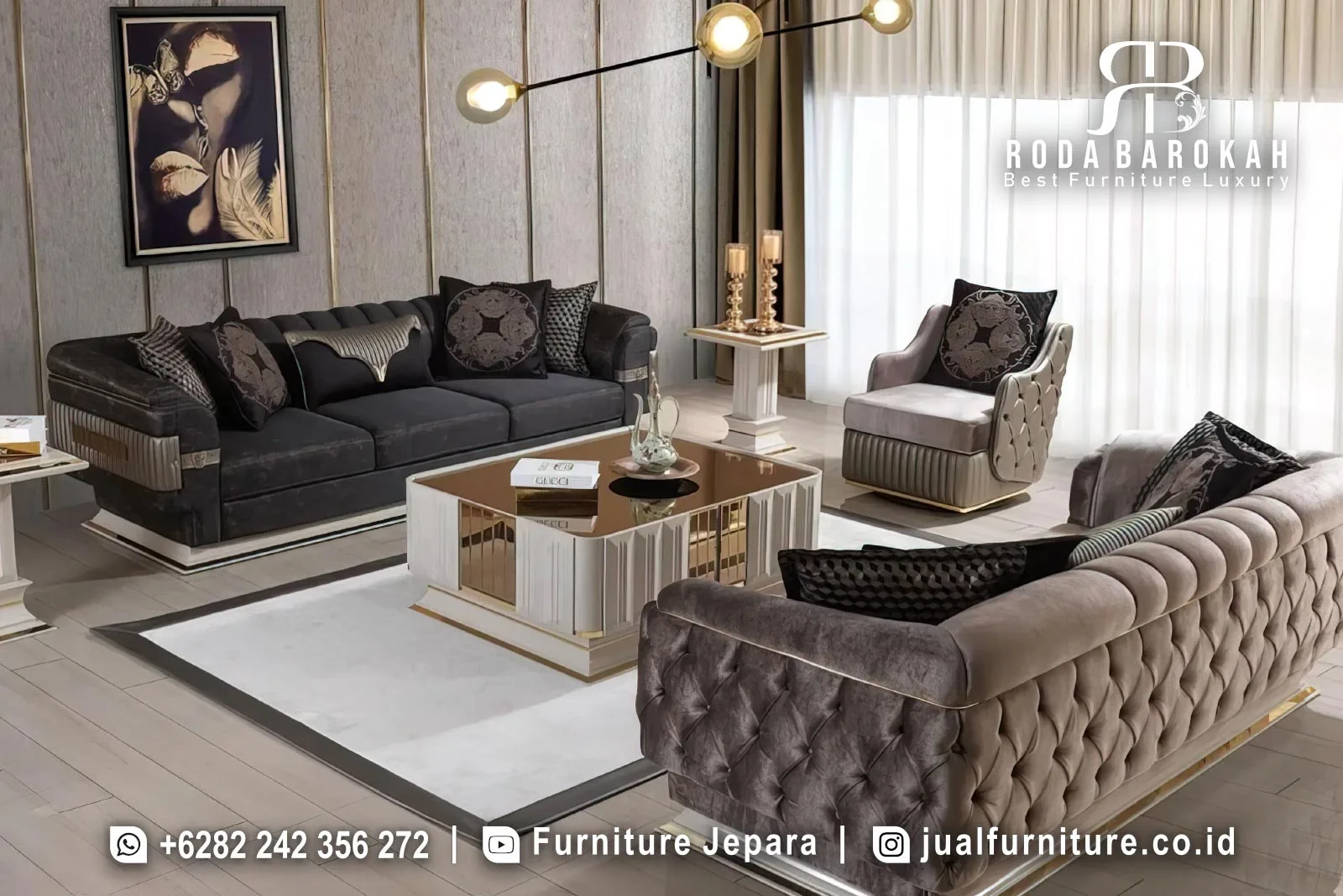 Set Sofa Tamu Mewah Modern Minimalis Elegan STM-1059 1 Set Sofa Tamu Mewah Modern Minimalis Elegan STM-1059