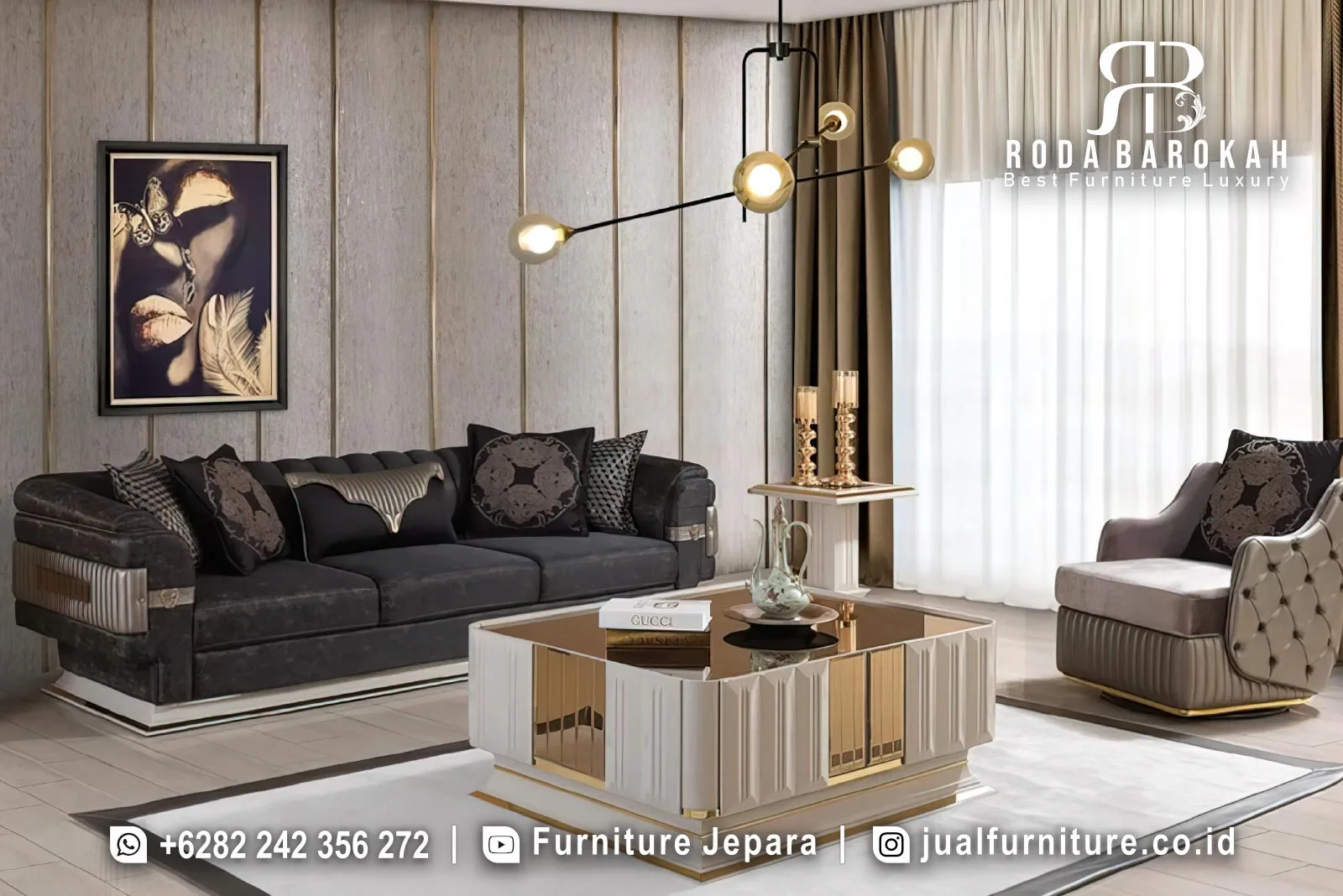 Set Sofa Tamu Mewah Modern Minimalis Elegan STM-1059 2 Set Sofa Tamu Mewah Modern Minimalis Elegan STM-1059