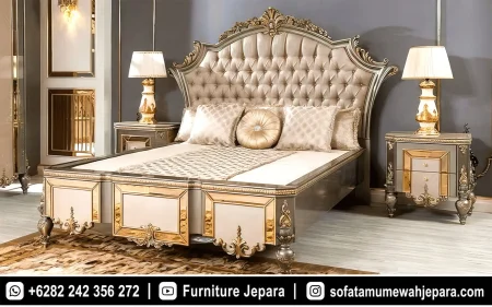 Set Tempat Tidur Mewah Klasik Elegan Warna Ivory ST-012