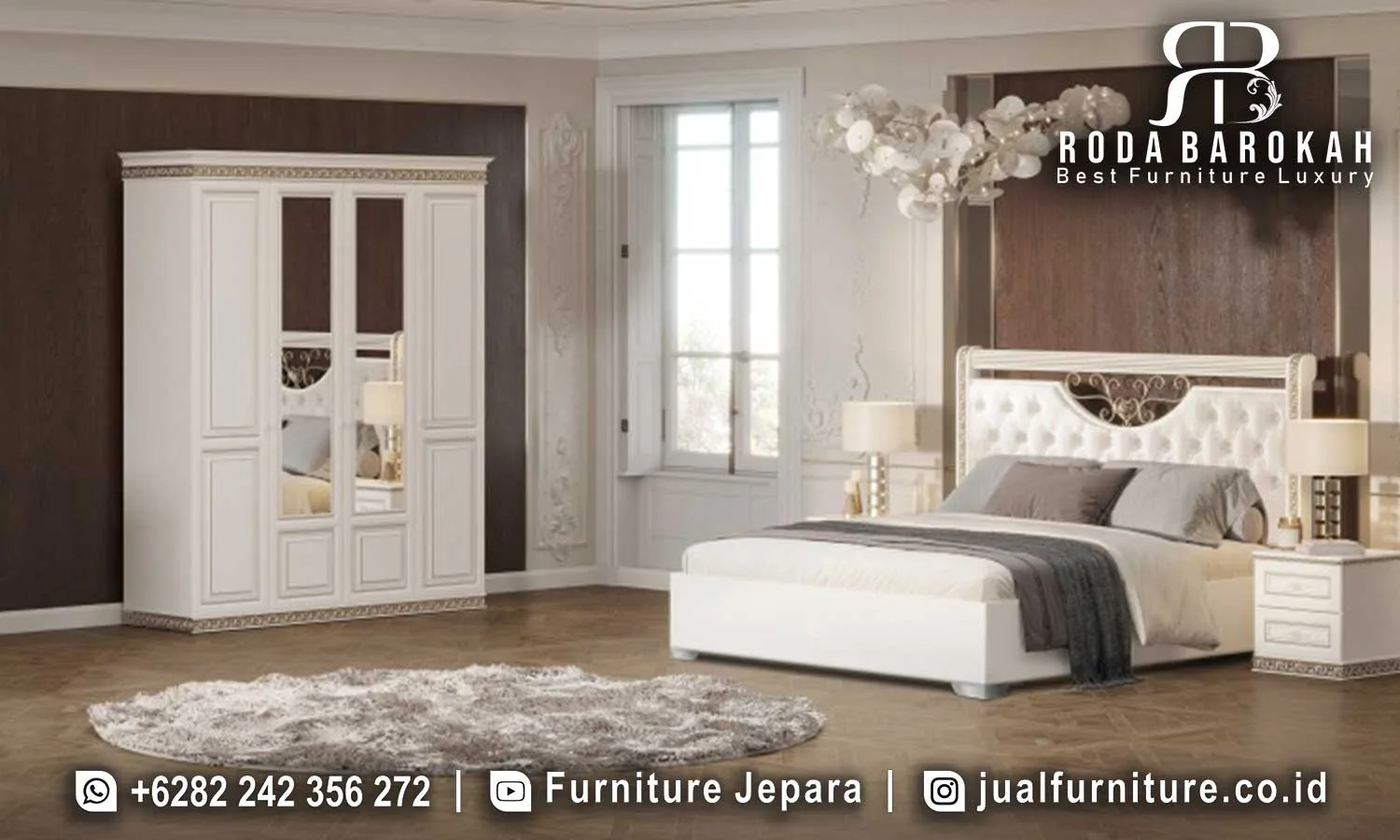Set Tempat Tidur Mewah Modern Putih Duco Terbaru STT-639