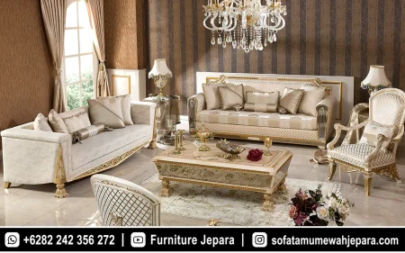 Sofa Tamu Klasik European Style Mewah Elegan Krem ST-027