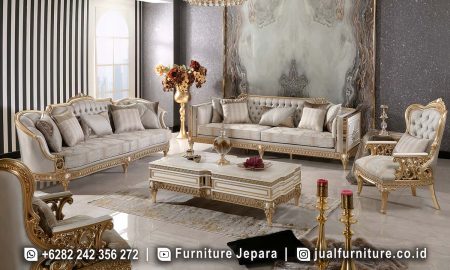 Sofa Tamu Ukir Mewah Silver Gold Elegance Jepara ST-003