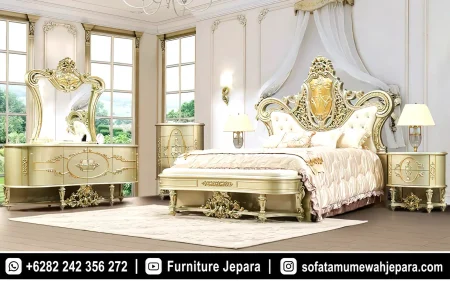 Set Tempat Tidur Mewah Klasik Gold Leaf ST-036